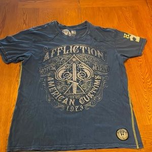2xl Mens Affliction shirt in blue.